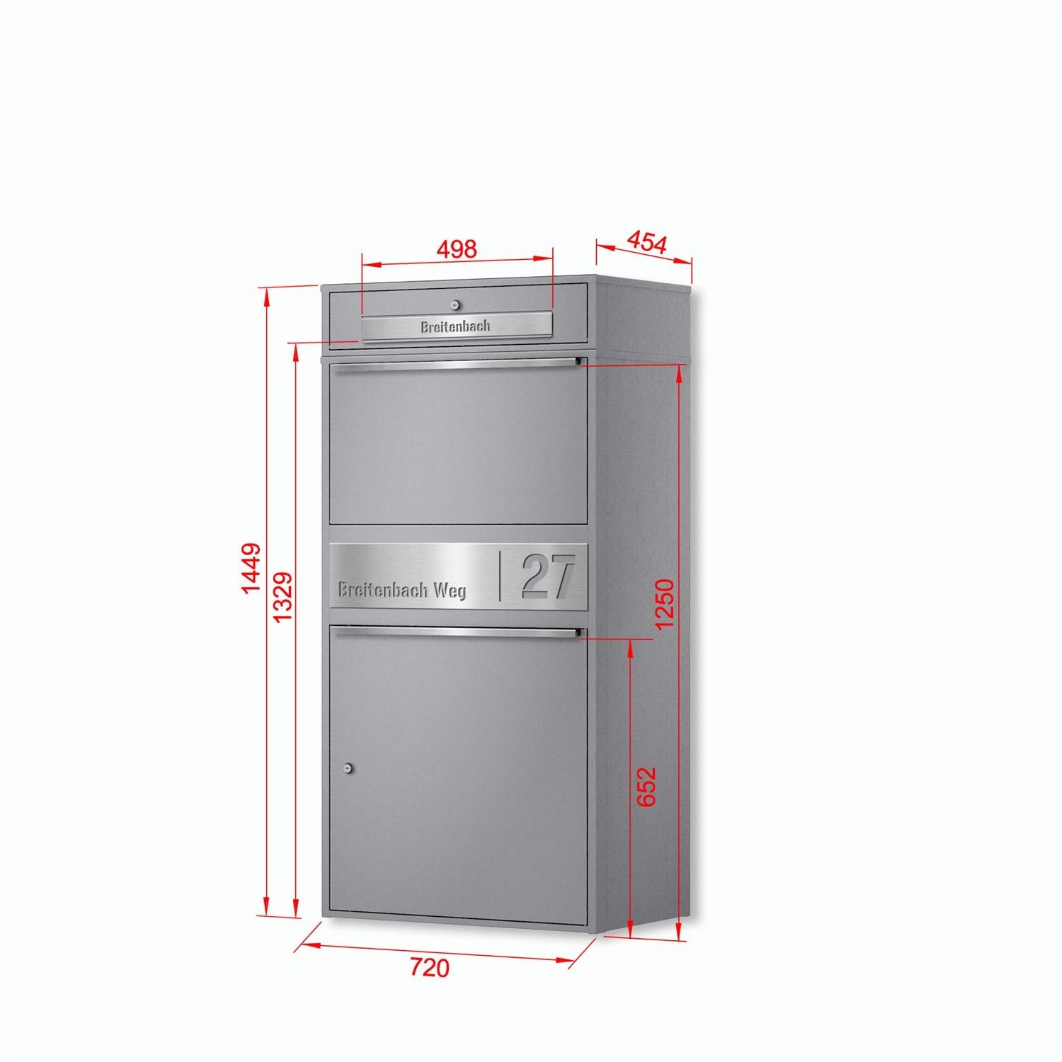 Metzler Paketbox XL mit Briefkasten | Paketkasten rostfrei | personalisiert mit Gravur | Bispo Max 2
