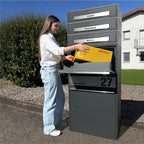 Metzler Paketbox XL mit 3 Briefkästen | Paketkasten rostfrei | personalisiert mit Gravur | Bispo Max 2