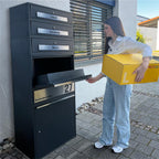Metzler Paketbox XL mit 3 Briefkästen | Paketkasten rostfrei | personalisiert mit Gravur | Bispo Max 2