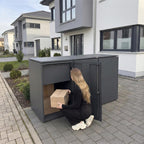 Metzler Mülltonnenbox | 2er mit Paketbox | Extra großes Volumen | Aus Aluminium | Höhenverstellbare Füße | Anthrazit