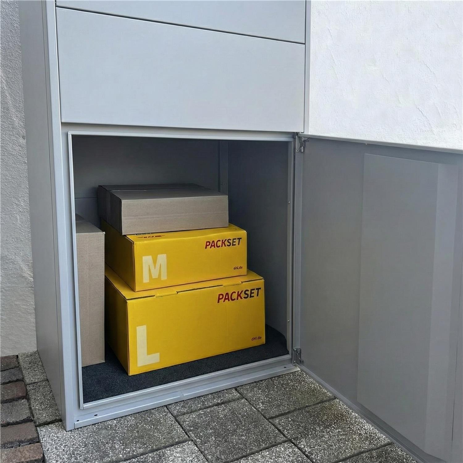 Metzler Paketbox XL mit Briefkasten | Mit austauschbarem Namensschild | Bispo Max RE
