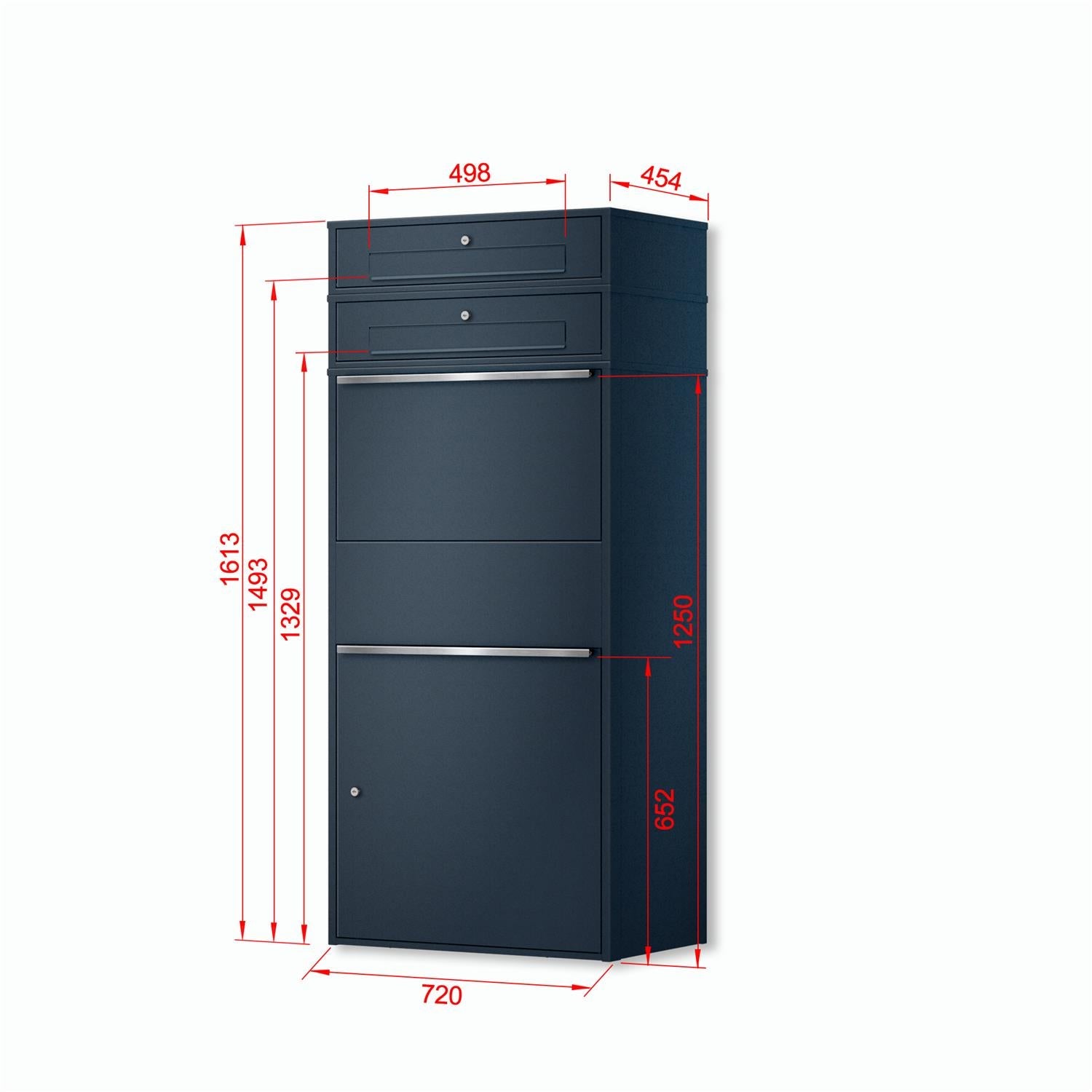 Metzler Paketbox XL mit 2 Briefkästen | LED | RAL 7016 Anthrazit | Bispo Max 2