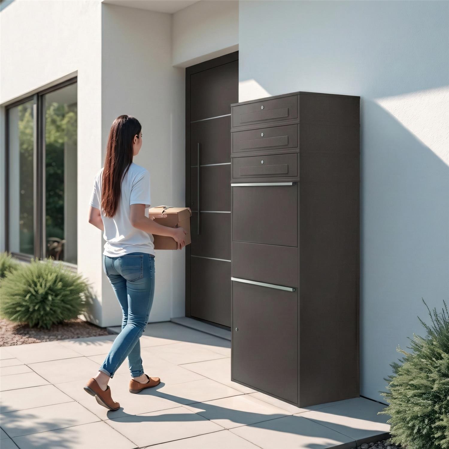 Metzler Paketbox XL mit 3 Briefkästen | Paketkasten rostfrei | Bispo Max