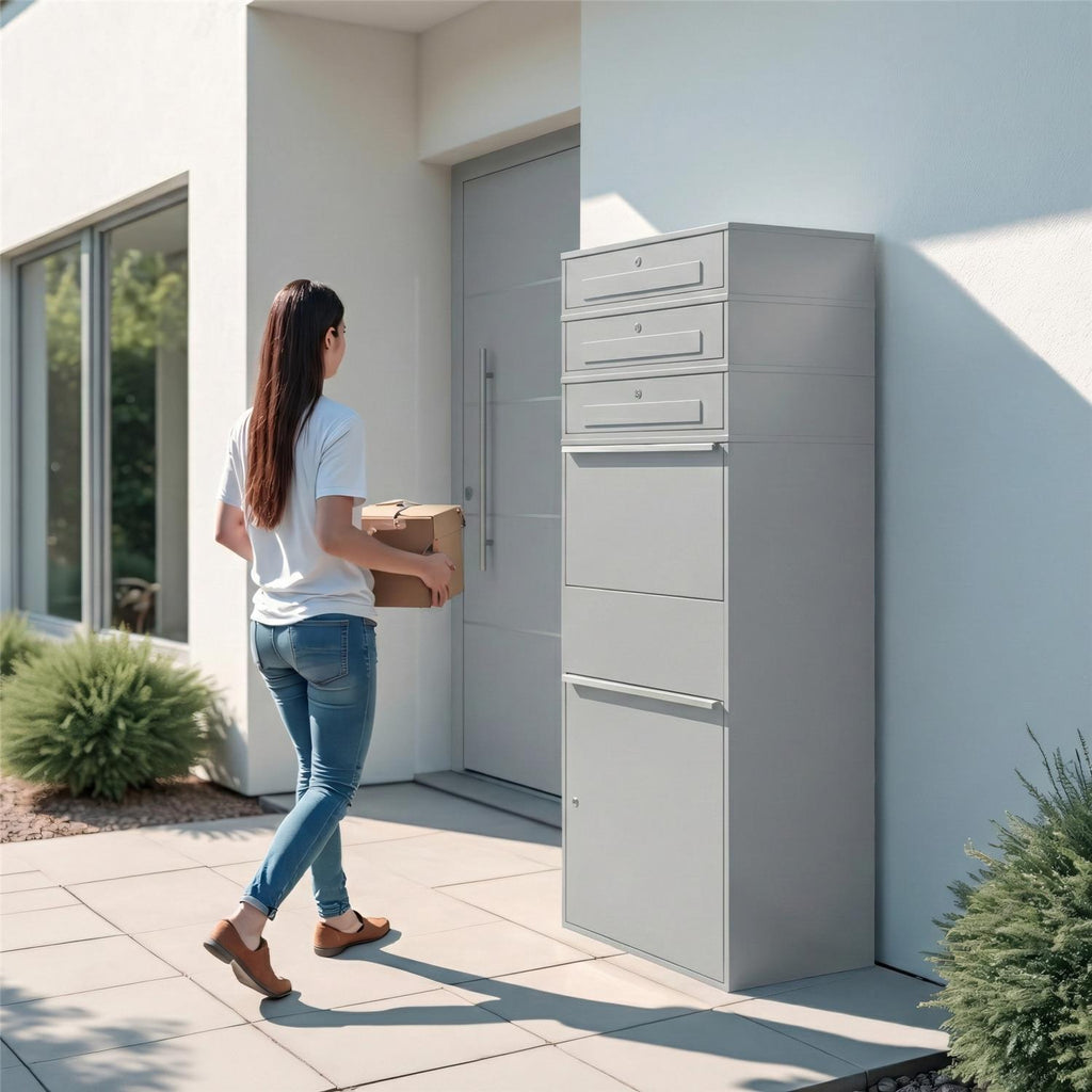 Metzler Paketbox XL mit 3 Briefkästen | Paketkasten rostfrei | Bispo Max