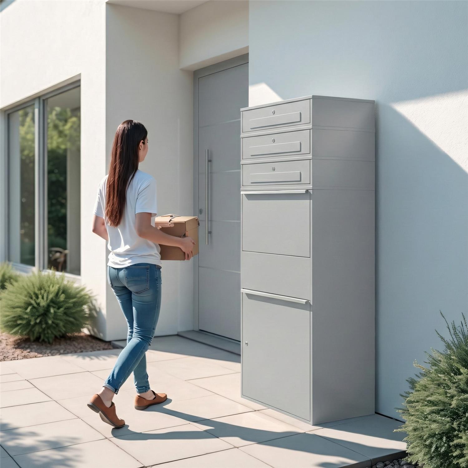 Metzler Paketbox XL mit 3 Briefkästen | Paketkasten rostfrei | Bispo Max