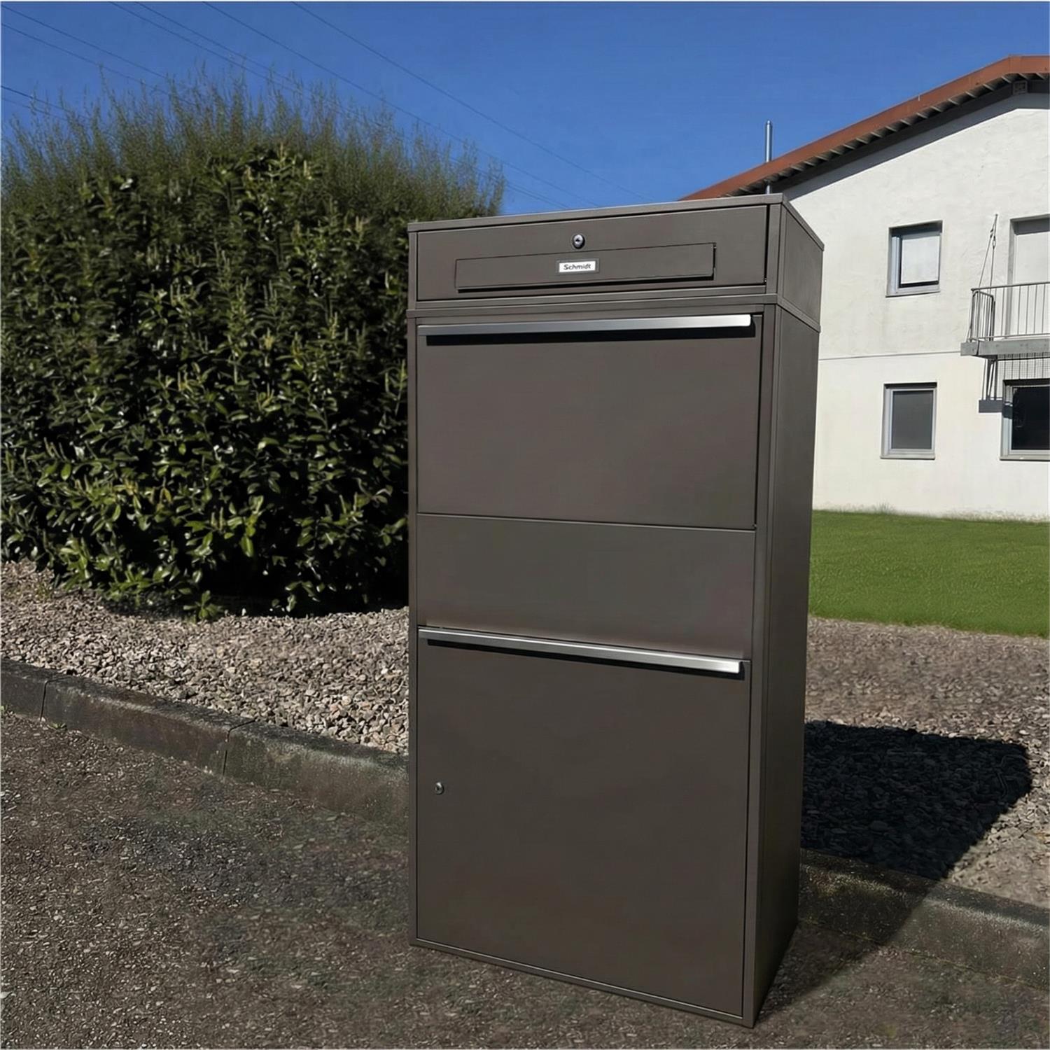 Metzler Paketbox XL mit Briefkasten | Mit austauschbarem Namensschild | Bispo Max RE