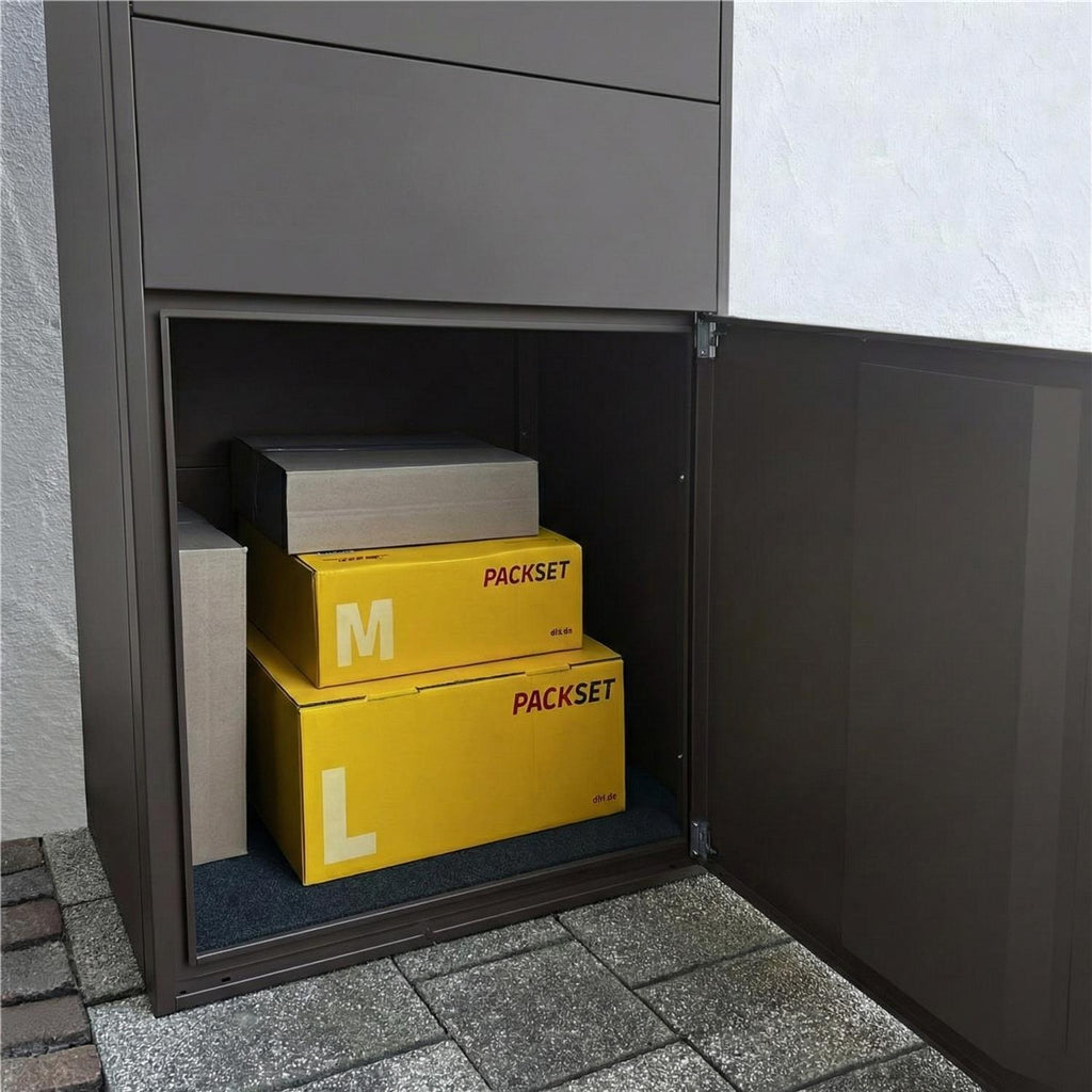Metzler Paketbox XL mit Briefkasten | Mit austauschbarem Namensschild | Bispo Max RE