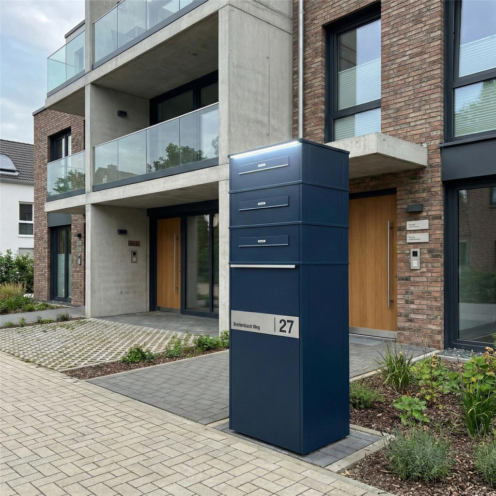 Metzler Paketbox mit LED | Entnahme auf der Rückseite | personalisiert mit Gravur | Anthrazit | Zivo 2 Renz LED