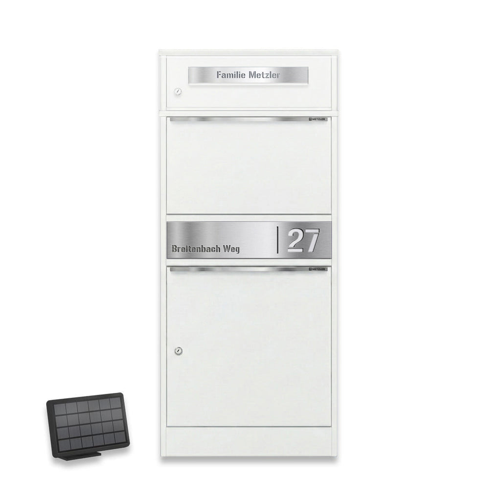 Metzler Paketbox mit Briefkasten | LED | personalisiert mit Gravur | Bispo 2