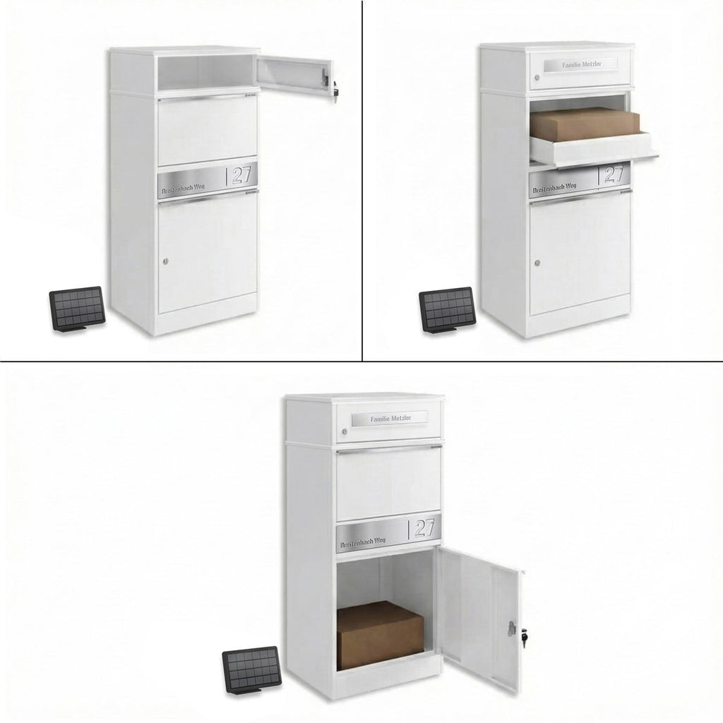 Metzler Paketbox mit Briefkasten | LED | personalisiert mit Gravur | Bispo 2