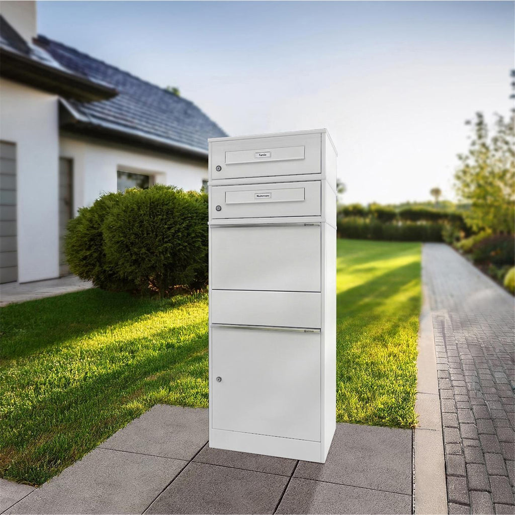 Metzler Paketbox mit 2 Briefkästen mit austauschbaren Namensschildern | für Pakete bis zur Größe M | Bispo RE