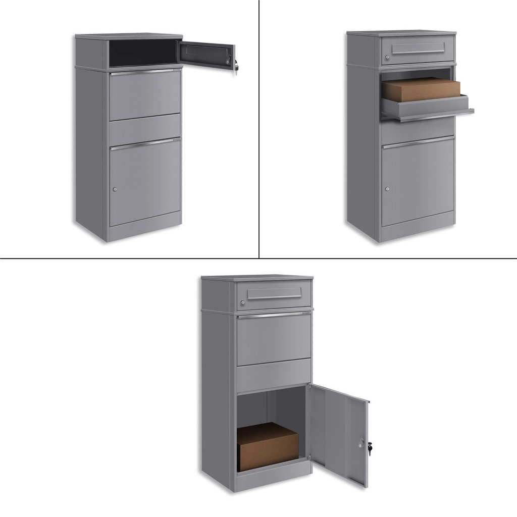 Metzler Paketbox mit Briefkasten | mit Briefeinwurf | für Pakete bis zur Größe M | rostfrei | Bispo