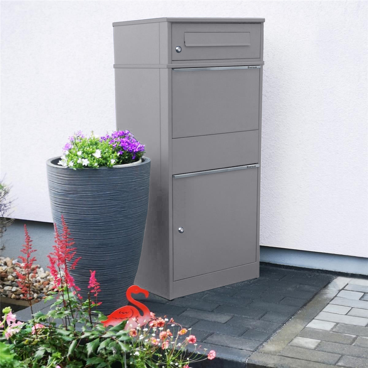 Metzler Paketbox mit Briefkasten | mit Briefeinwurf | für Pakete bis zur Größe M | rostfrei | Bispo