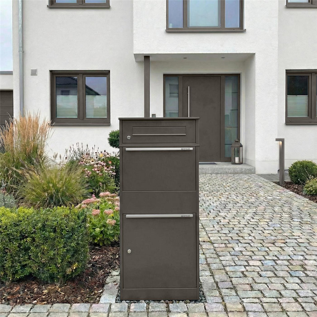 Metzler Paketbox mit Briefkasten | mit Briefeinwurf | für Pakete bis zur Größe M | rostfrei | Bispo