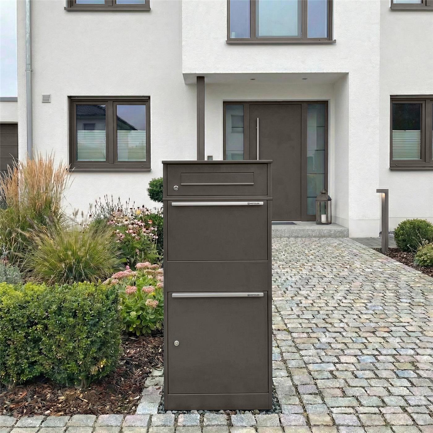 Metzler Paketbox mit Briefkasten | mit Briefeinwurf | für Pakete bis zur Größe M | rostfrei | Bispo