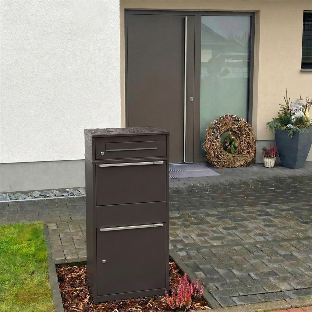 Metzler Paketbox mit Briefkasten | mit Briefeinwurf | für Pakete bis zur Größe M | rostfrei | Bispo