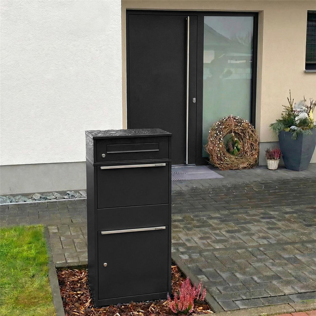 Metzler Paketbox mit Briefkasten | mit Briefeinwurf | für Pakete bis zur Größe M | rostfrei | Bispo