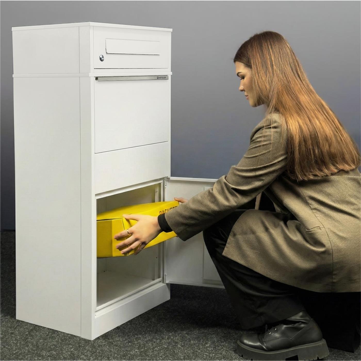 Metzler Paketbox mit Briefkasten | mit Briefeinwurf | für Pakete bis zur Größe M | rostfrei | Bispo