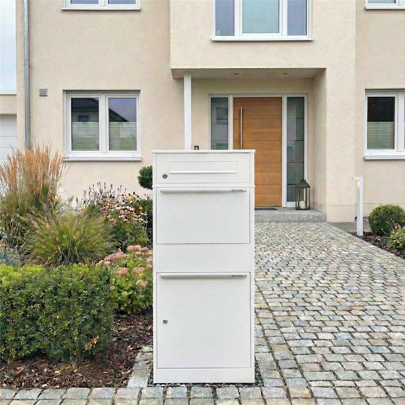 Metzler Paketbox mit Briefkasten | mit Briefeinwurf | für Pakete bis zur Größe M | rostfrei | Bispo