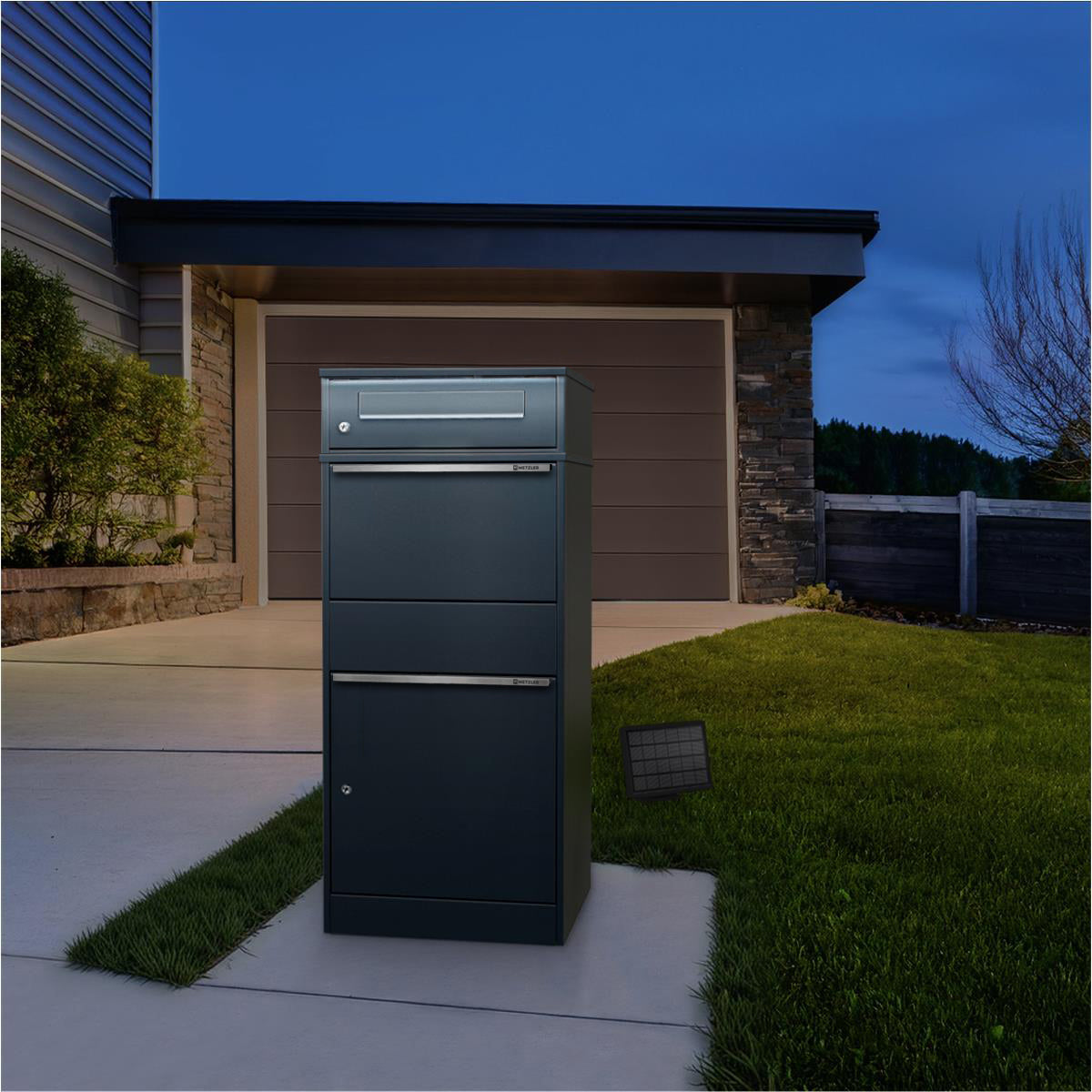 Metzler Paketbox mit Briefkasten | LED |  für Pakete bis zur Größe M | Bispo