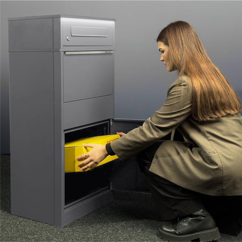 Metzler Paketbox mit Briefkasten | LED |  für Pakete bis zur Größe M | Bispo
