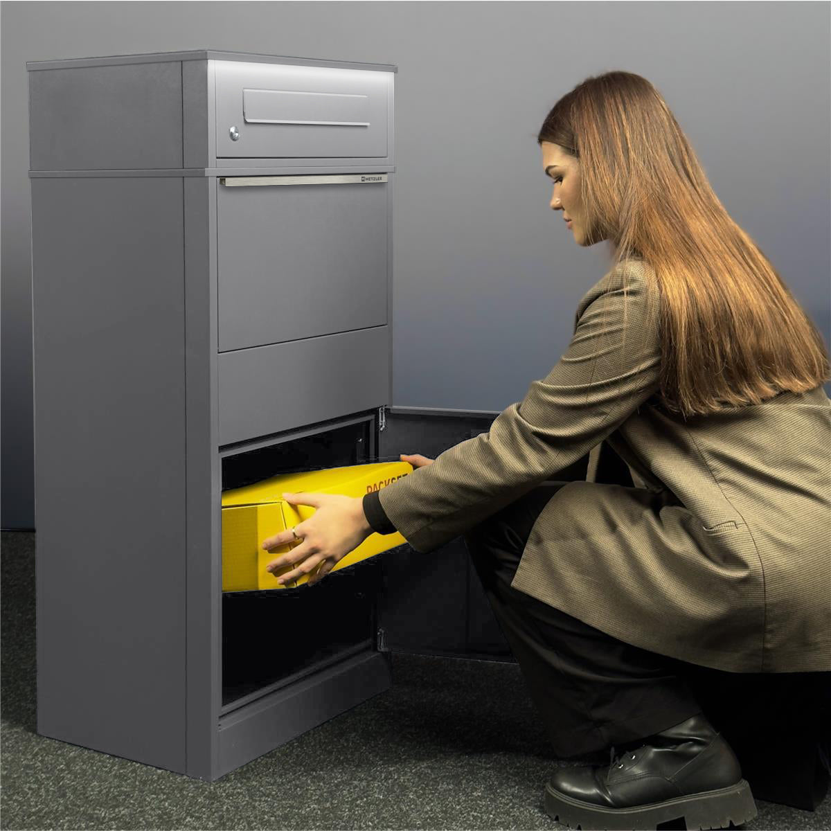 Metzler Paketbox mit Briefkasten | LED |  für Pakete bis zur Größe M | Bispo