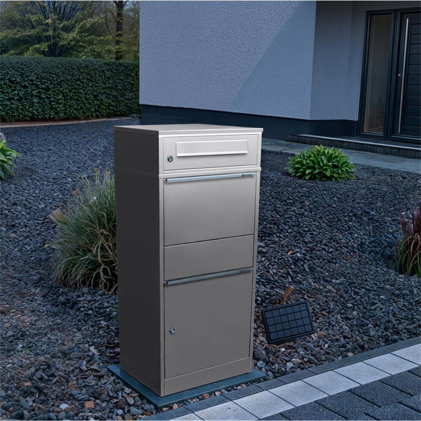 Metzler Paketbox mit Briefkasten | LED |  für Pakete bis zur Größe M | Bispo