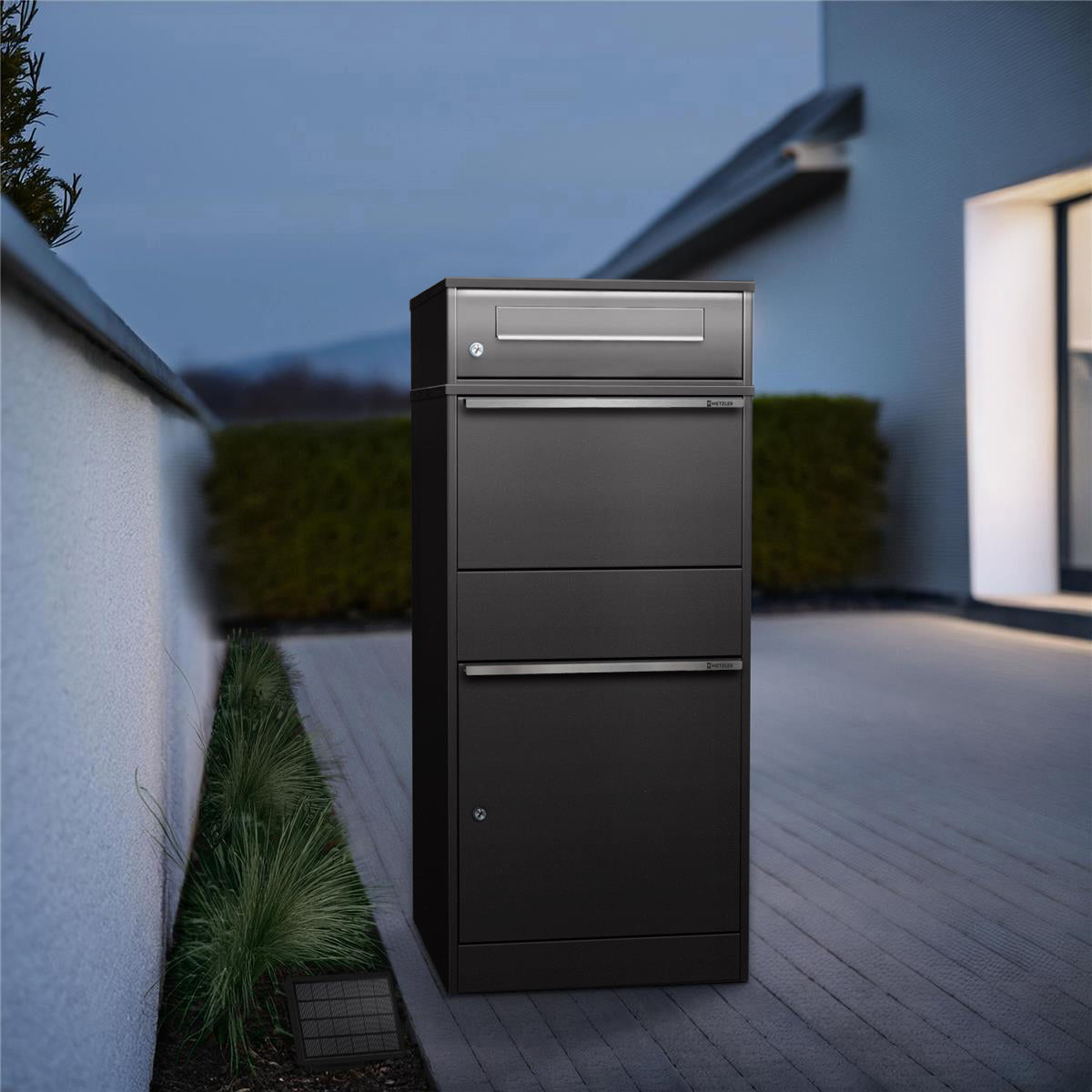 Metzler Paketbox mit Briefkasten | LED |  für Pakete bis zur Größe M | Bispo