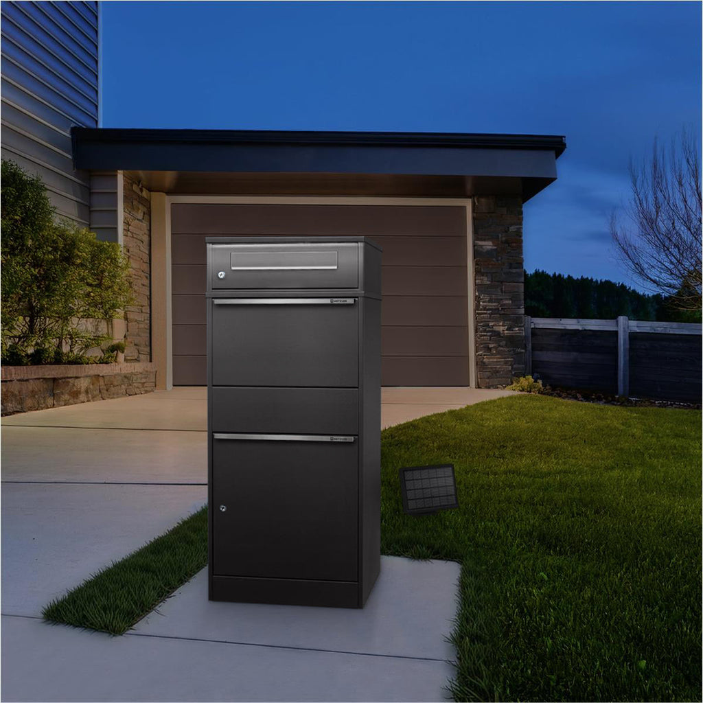 Metzler Paketbox mit Briefkasten | LED |  für Pakete bis zur Größe M | Bispo