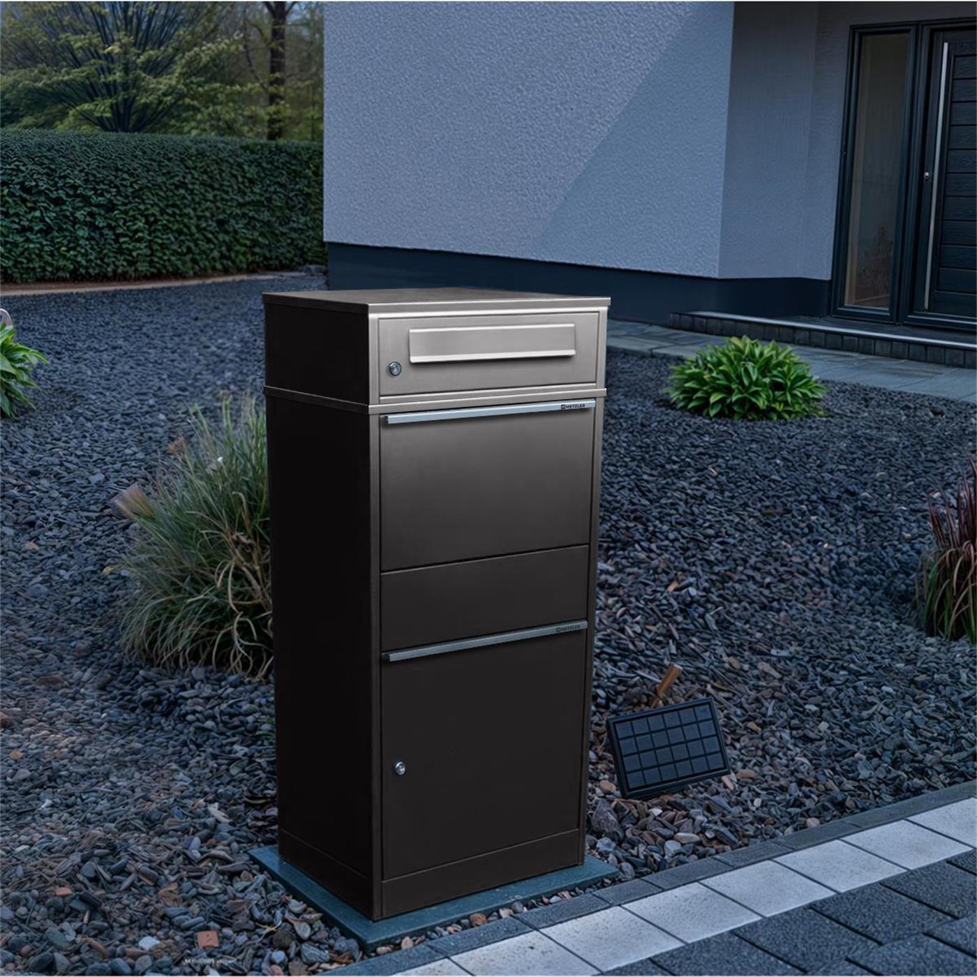 Metzler Paketbox mit Briefkasten | LED |  für Pakete bis zur Größe M | Bispo
