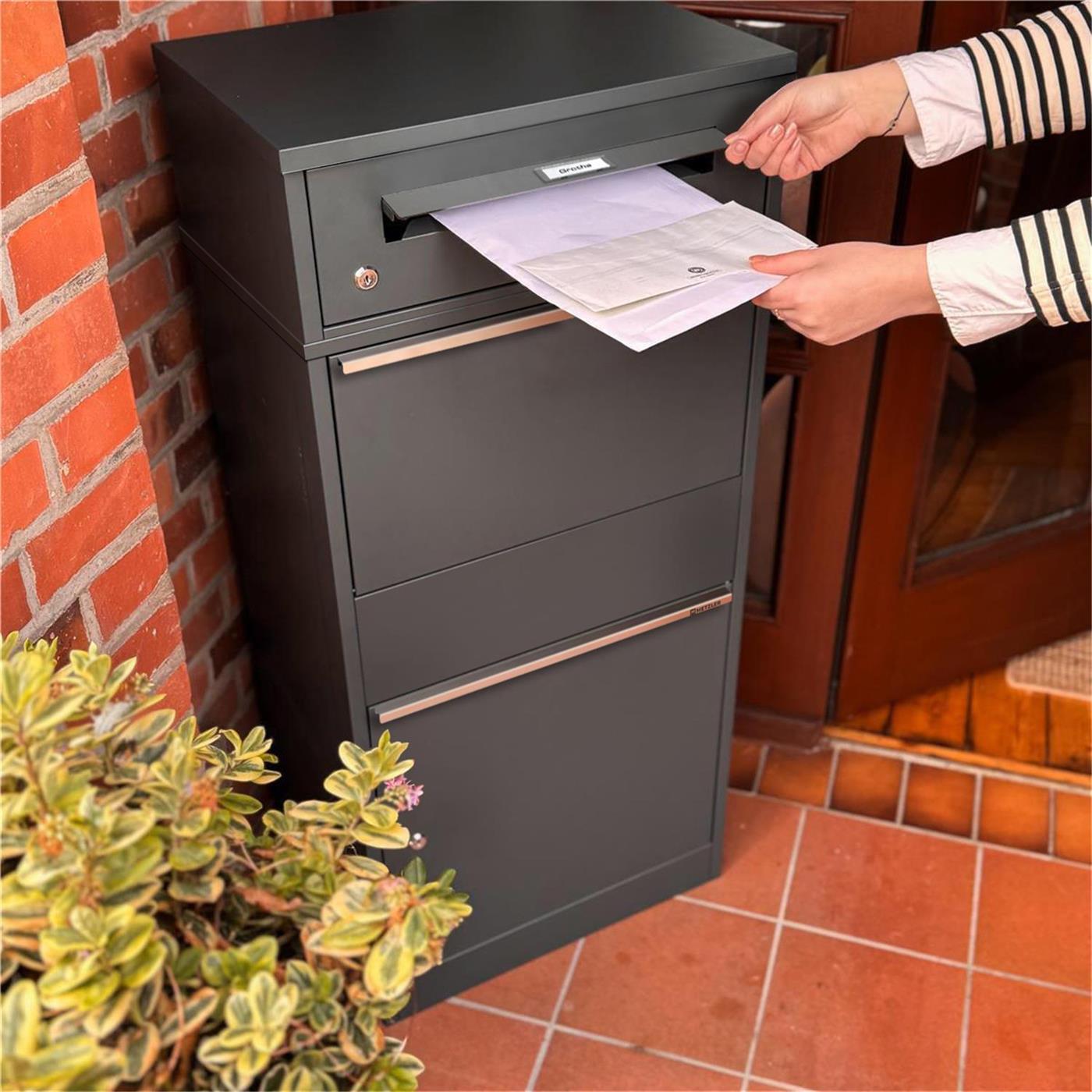 Metzler Paketbox mit austauschbarem Namensschild | für Pakete bis zur Größe M | Bispo RE