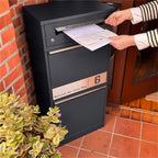 Metzler Paketbox mit Briefkasten | personalisiert mit Gravur | Edelstahl-Namensschild | mit Briefeinwurf | Bispo 2