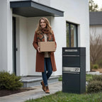 Metzler Paketbox mit Briefkasten | personalisiert mit Gravur | Edelstahl-Namensschild | mit Briefeinwurf | Bispo 2