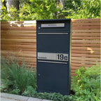 Metzler Paketbox mit Briefkasten | personalisiert mit Gravur | Edelstahl-Namensschild | mit Briefeinwurf | Bispo 2