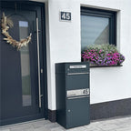 Metzler Paketbox mit Briefkasten | personalisiert mit Gravur | Edelstahl-Namensschild | mit Briefeinwurf | Bispo 2