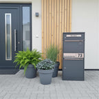 Metzler Paketbox mit Briefkasten | personalisiert mit Gravur | Edelstahl-Namensschild | mit Briefeinwurf | Bispo 2