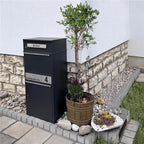 Metzler Paketbox mit Briefkasten | personalisiert mit Gravur | Edelstahl-Namensschild | mit Briefeinwurf | Bispo 2