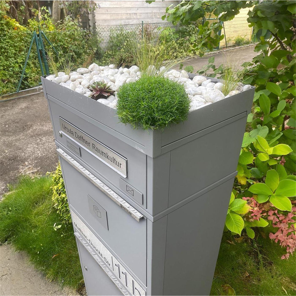Metzler Paketbox mit Briefkasten | personalisiert mit Gravur | Edelstahl-Namensschild | mit Briefeinwurf | Bispo 2