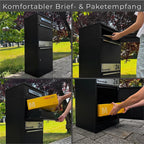 Metzler Paketbox mit Briefkasten Bispo 2 personalisiert, Edelstahl-Namensschild mit Gravur, RAL-Farben, witterungsbeständig
