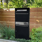 Metzler Paketbox mit Briefkasten Bispo 2 personalisiert, Edelstahl-Namensschild mit Gravur, RAL-Farben, witterungsbeständig