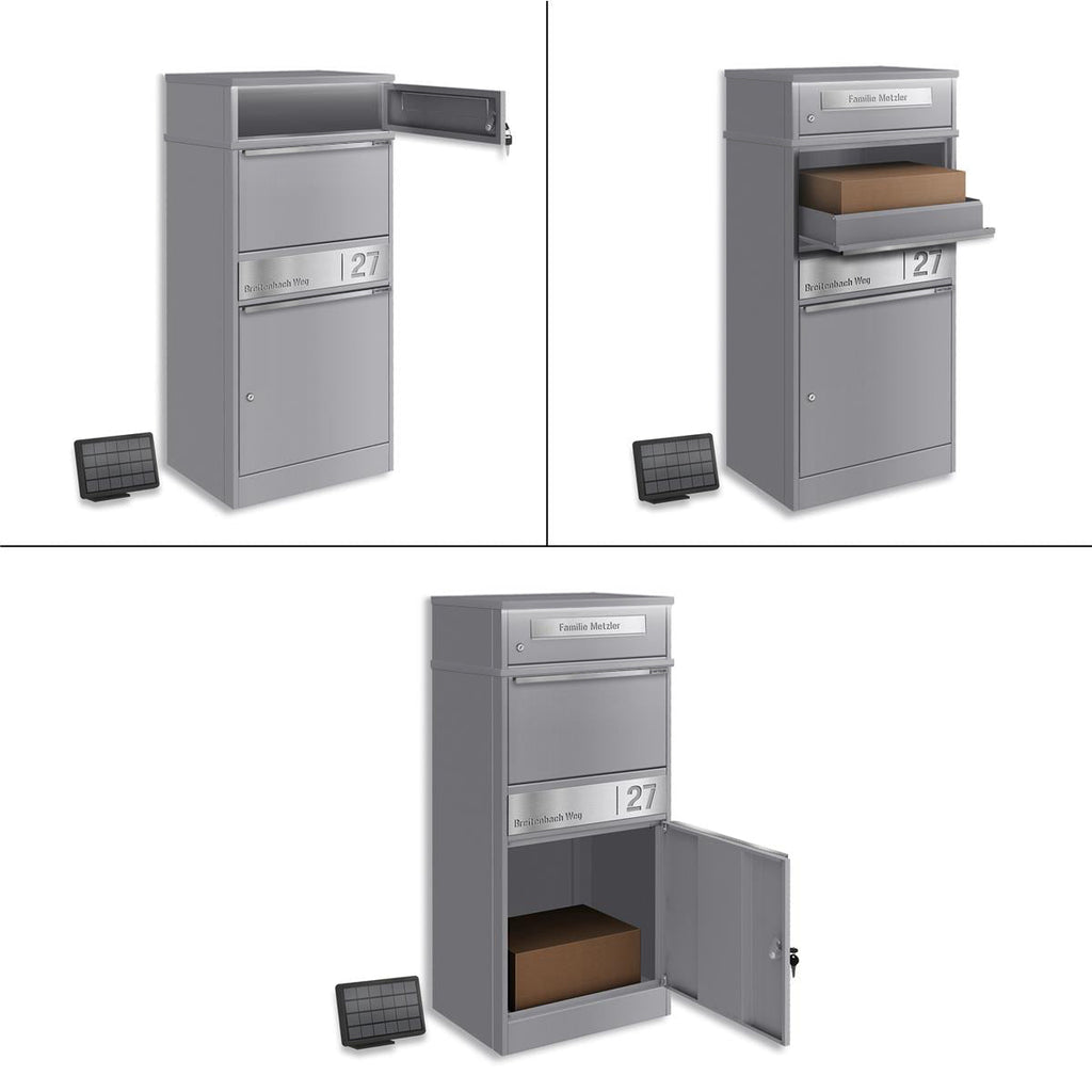 Metzler Paketbox mit Briefkasten | LED | personalisiert mit Gravur | Bispo 2