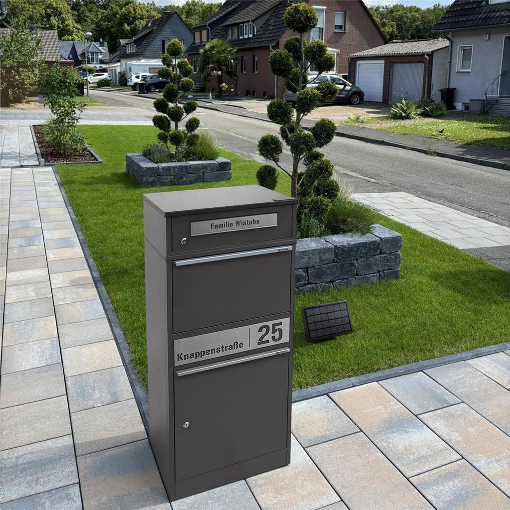 Metzler Paketbox mit Briefkasten | LED | personalisiert mit Gravur | Bispo 2
