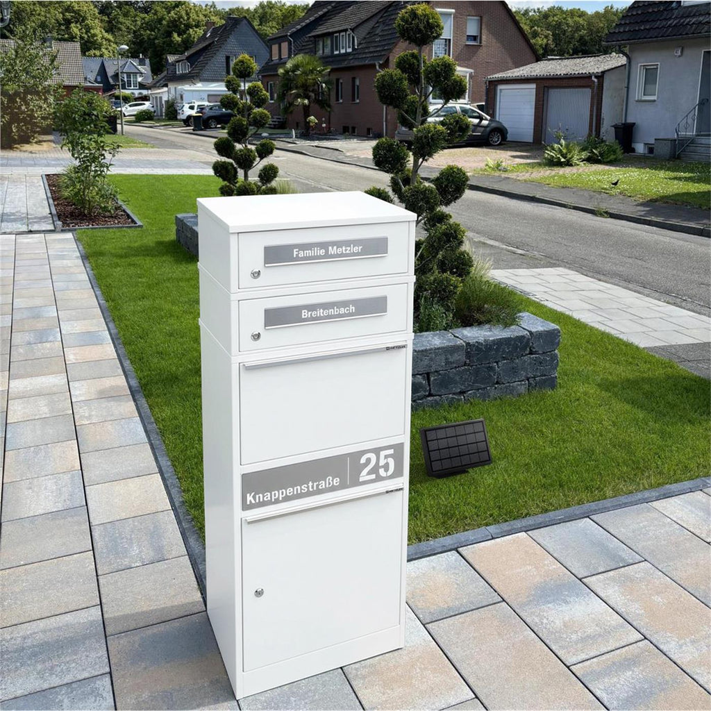 Metzler Paketbox mit 2 Briefkästen | LED | personalisiert mit Gravur | Bispo 2
