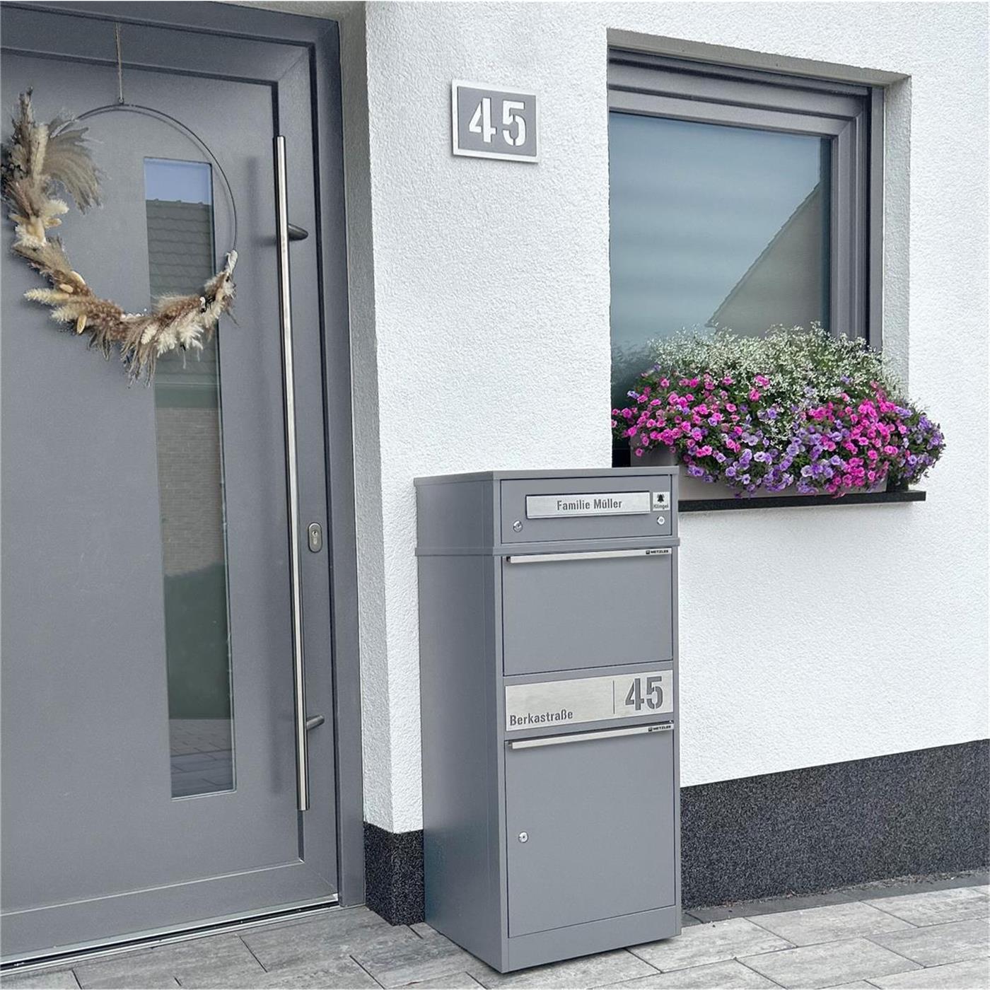 Metzler Funk-Paketbox mit Klingel & Briefkasten |  personalisiert mit Gravur | Edelstahl-Namensschild | Bispo Funk