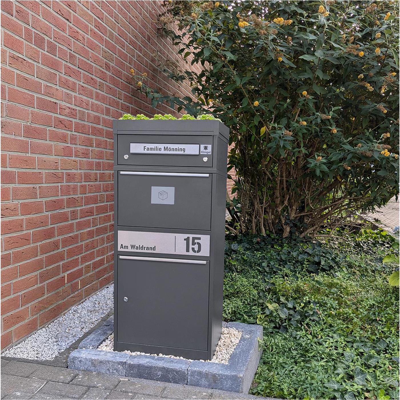 Metzler Funk-Paketbox mit Klingel & Briefkasten |  personalisiert mit Gravur | Edelstahl-Namensschild | Bispo Funk