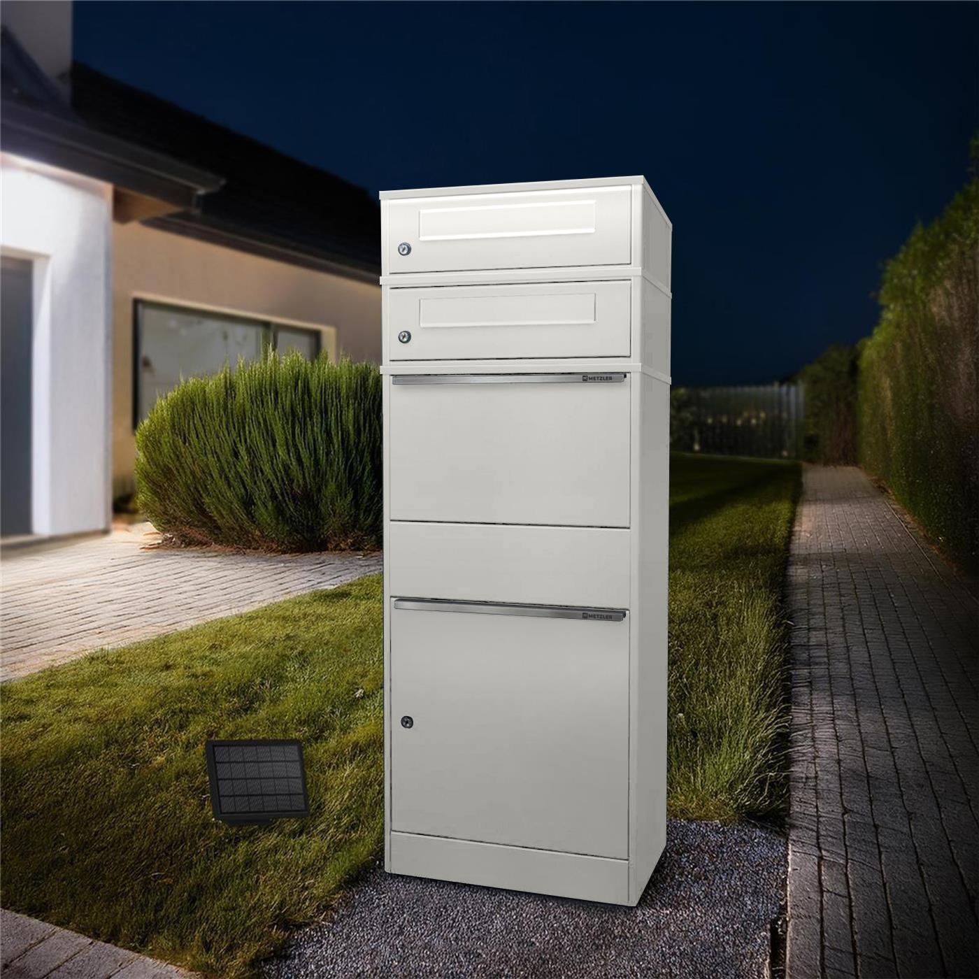 Metzler Paketbox mit 2 Briefkästen | LED | zweifacher Briefeinwurf | Bispo