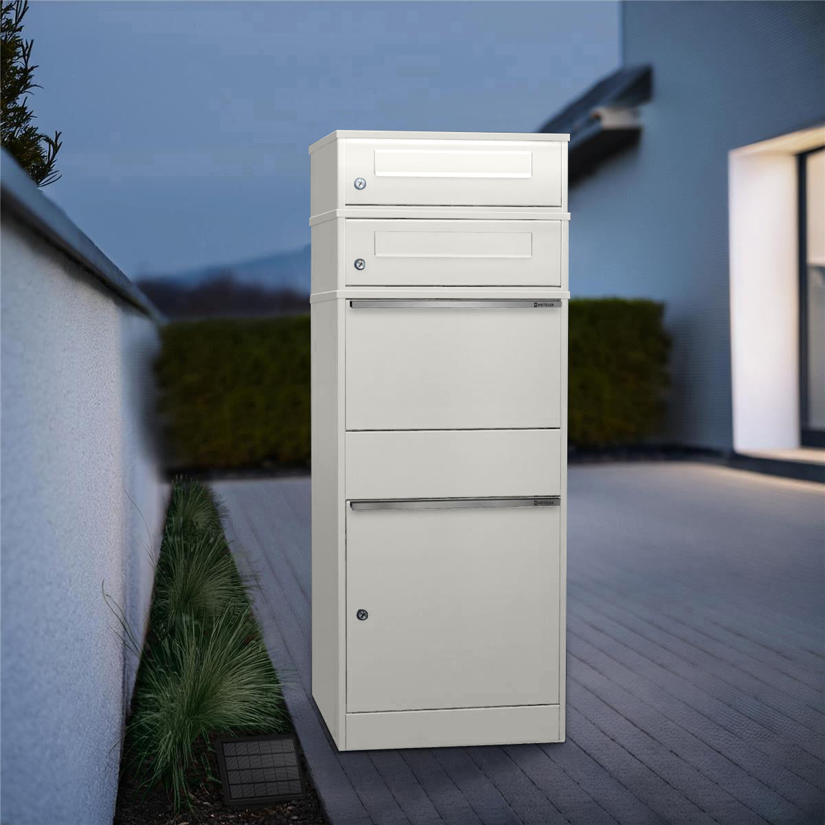 Metzler Paketbox mit 2 Briefkästen | LED | zweifacher Briefeinwurf | Bispo