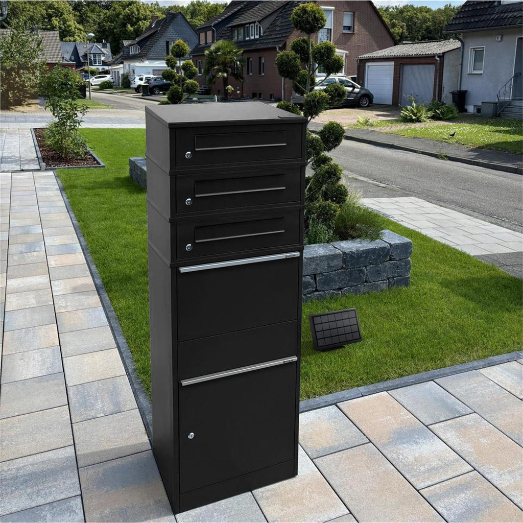 Metzler Paketbox mit 3 Briefkästen | LED | dreifacher Briefeinwurf | Bispo