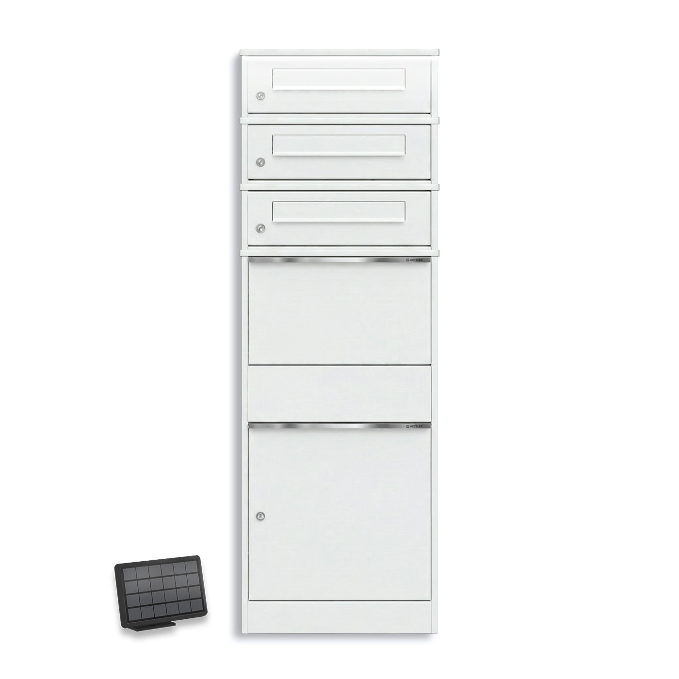 Metzler Paketbox mit 3 Briefkästen | LED | dreifacher Briefeinwurf | Bispo