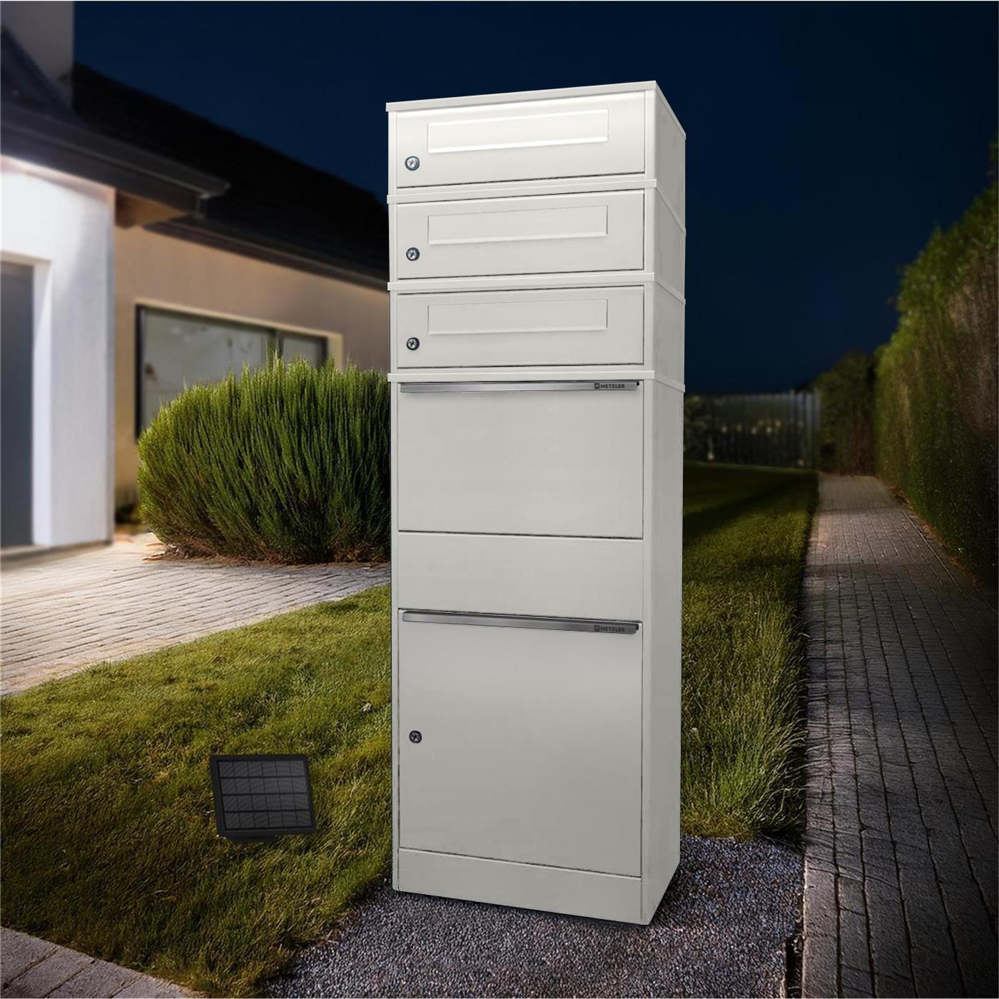 Metzler Paketbox mit 3 Briefkästen | LED | dreifacher Briefeinwurf | Bispo